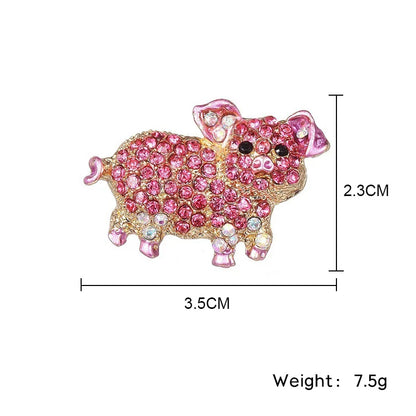 Rhinestone Pig Brooch