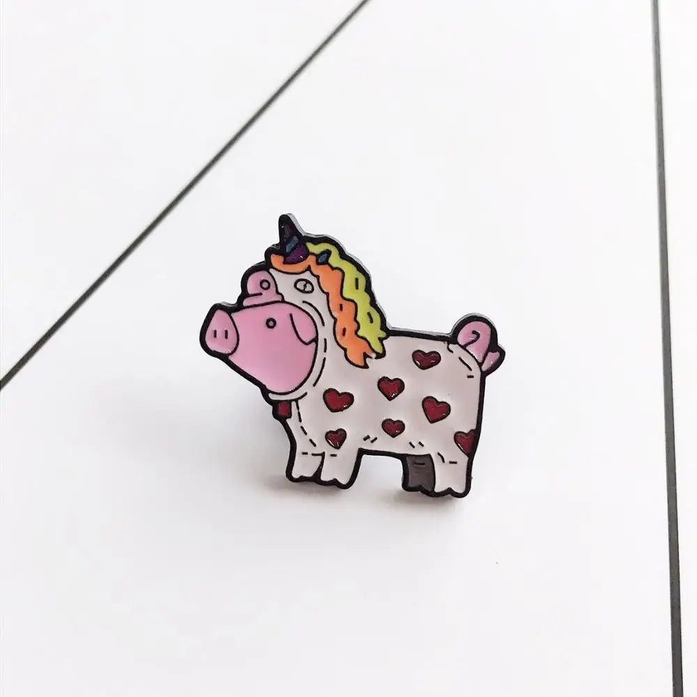 Unicorn Pig Brooch