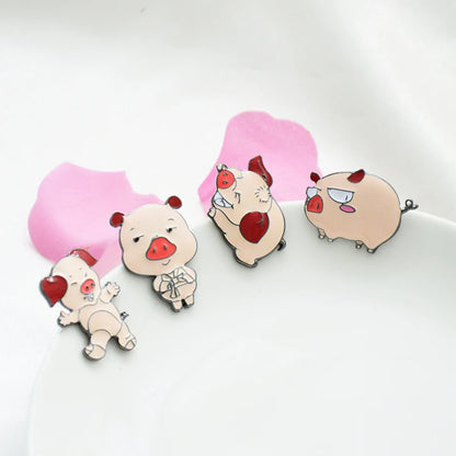 4pc Pig Brooch Set