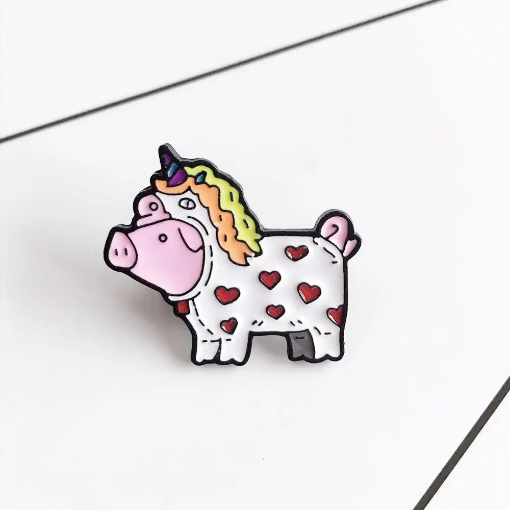 Unicorn Pig Brooch