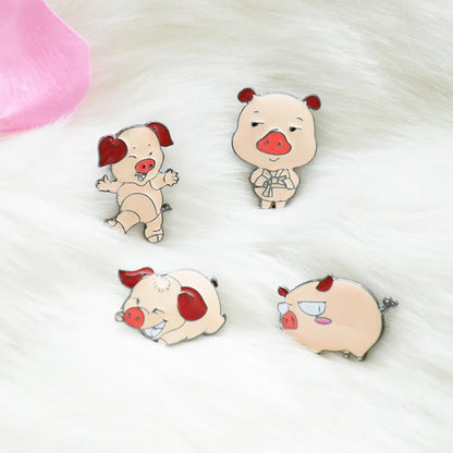 4pc Pig Brooch Set