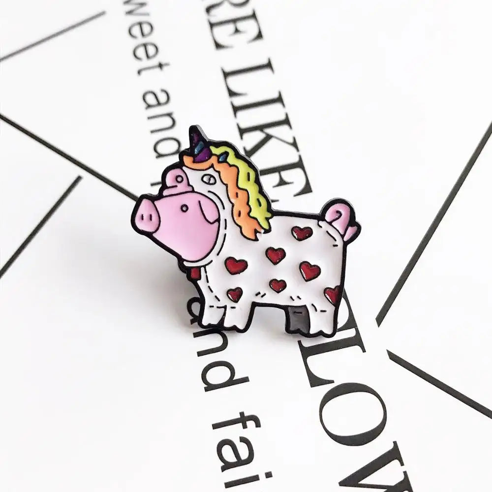 Unicorn Pig Brooch