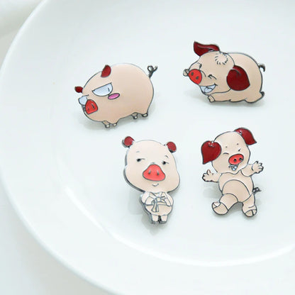 4pc Pig Brooch Set