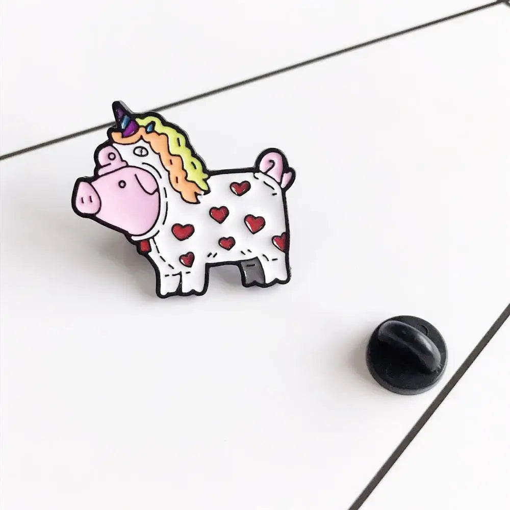 Unicorn Pig Brooch