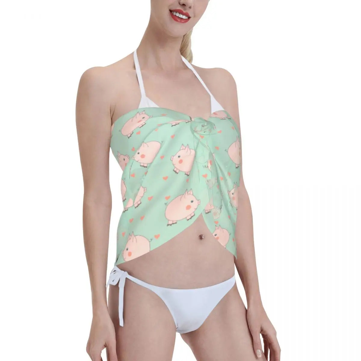 Adorable Frolicking Pig Chiffon Beach Wrap