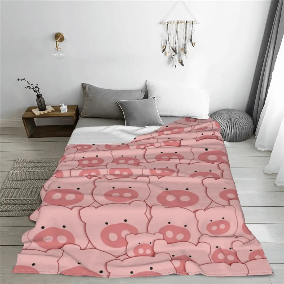 Pink Piggy Pig Fleece Blanket