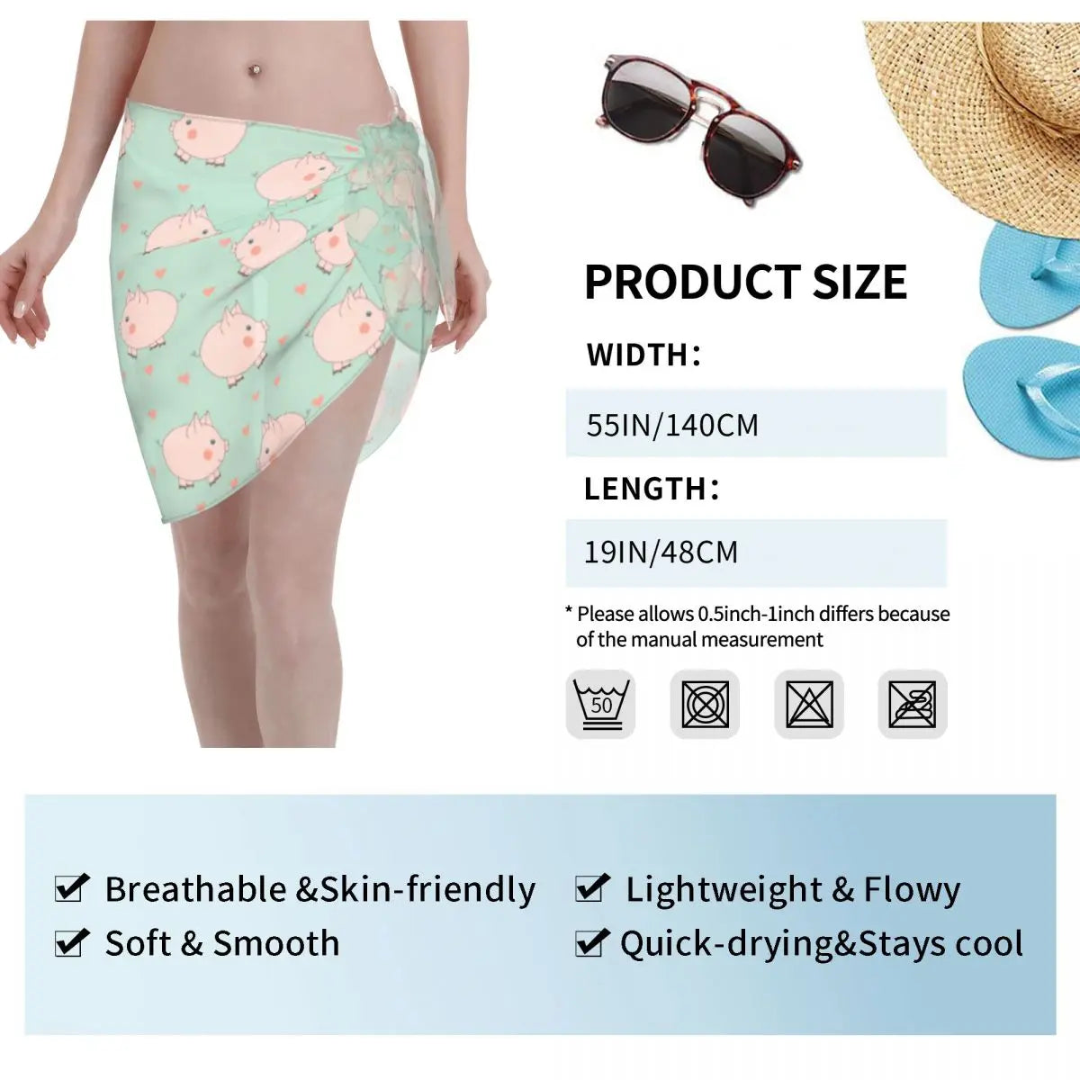 Adorable Frolicking Pig Chiffon Beach Wrap