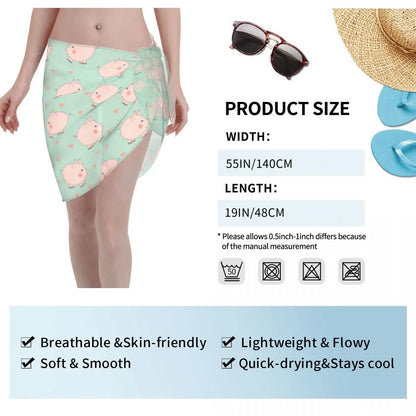 Adorable Frolicking Pig Chiffon Beach Wrap