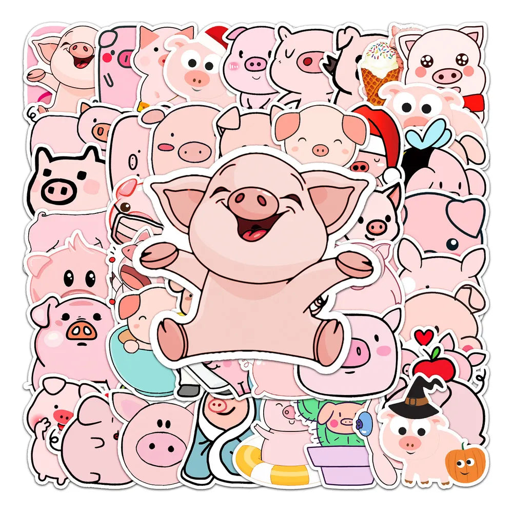 50 Pcs Pig O'clock Sticker Collections