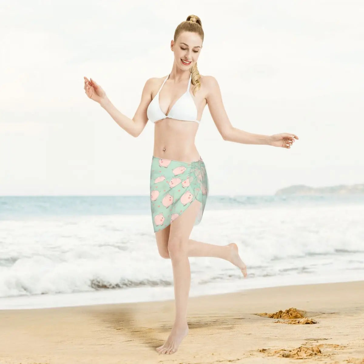 Adorable Frolicking Pig Chiffon Beach Wrap