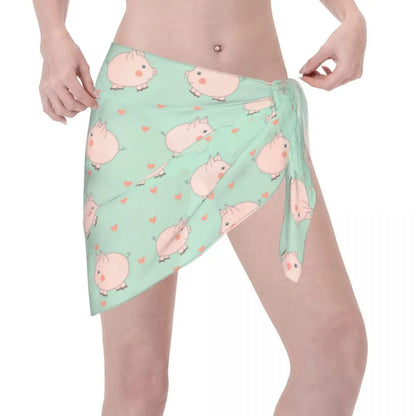 Adorable Frolicking Pig Chiffon Beach Wrap