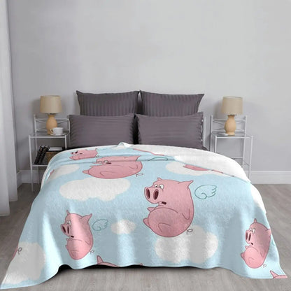 Pigs With Wings Flannel Blanket