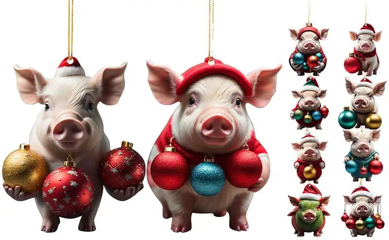 Festive Pigs Ornament Collection