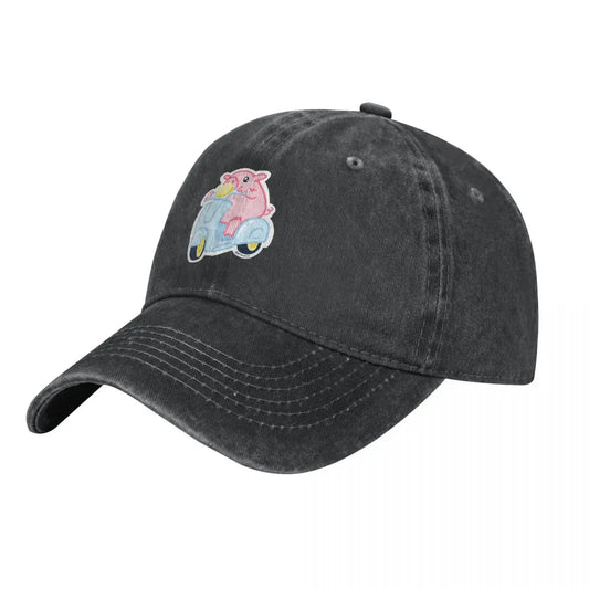 Moped Pig Baseball Cap