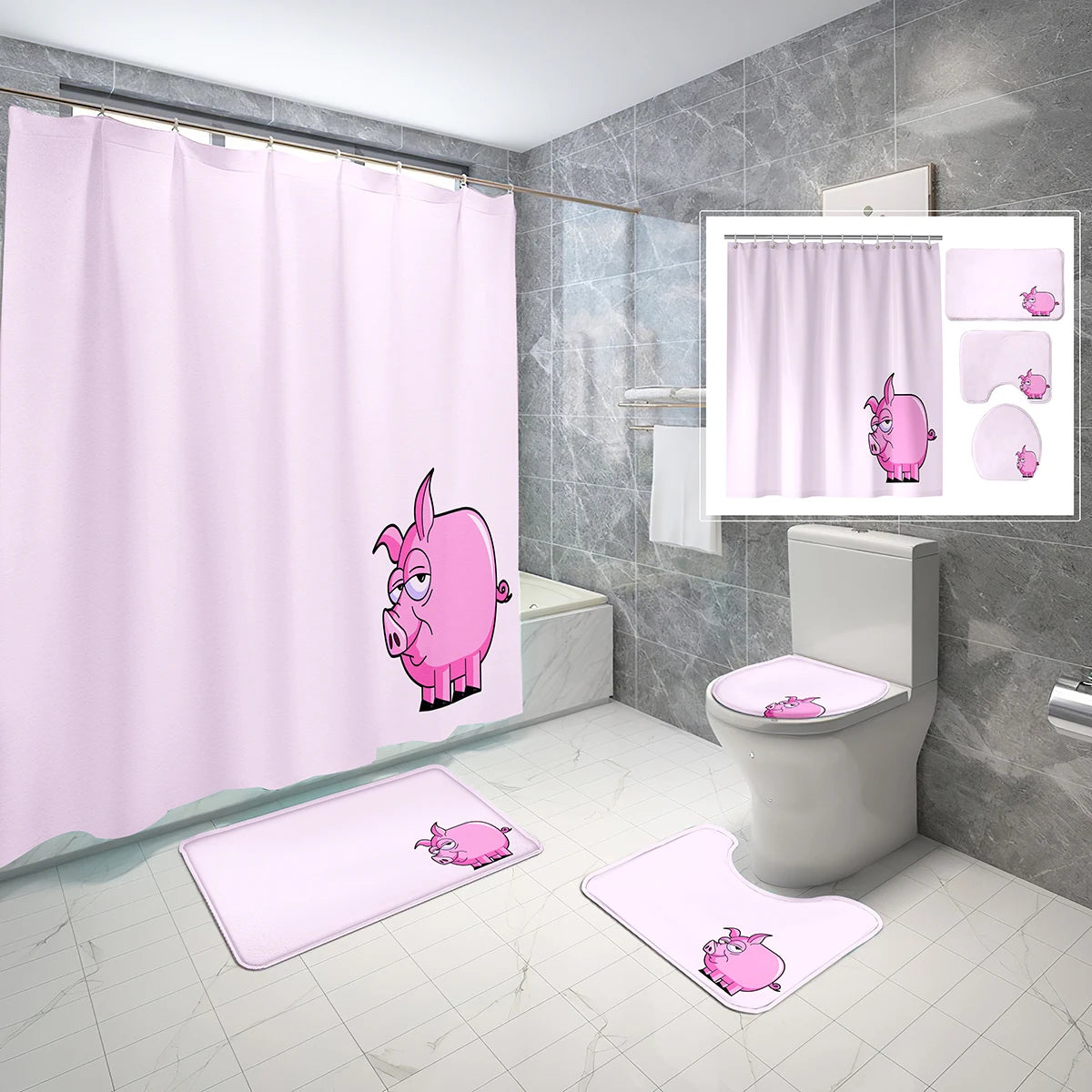 4 Pcs Pigtastic Bathroom Set Collection